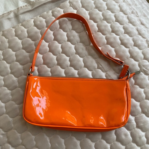 Orange Faux Patent Leather Handbag - Picture 3 of 3